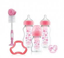 Набор из трех бутылочек антиколиковых с широким горлышком / цвет розовый