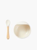 Happy baby Набор посуды для детей: миска на присоске и ложка 15064 / цвет milky					