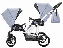 Bebetto Прогулочная коляска для двойни 42 Sport Сomfort / цвет серо-голубой, рама белая					