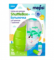 Mepsi Набор "Shuttle box" + бутылочка для воды с трубочкой / цвет зеленый, голубой					