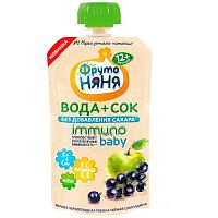 Фрутоняня Напиток Вода+Сок Immuno Baby смесь фруктов с черной смородиной,130 мл, с 12 месяцев