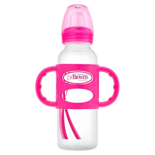 Dr. Brown’s Бутылочка-поильник с узким горлышком, с ручками, 250 мл. / цвет розовый