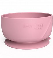 Everyday Baby Детская силиконовая глубокая тарелка с наклонным дном на присоске, розовый					
