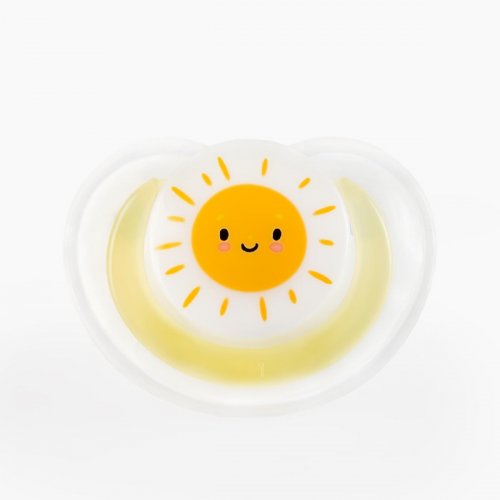 Happy Baby Соска-пустышка латексная ортодонтическая с колпачком yellow / цвет желтый